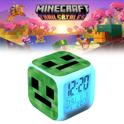 Changing Minecraft Colourful Alarm Clock With Lcd Screen Calendar Home Use For 1