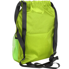 Wasserfeste fluoreszierend grüne Polyester-Reisetasche mit Kordelzug 41x34x13 cm