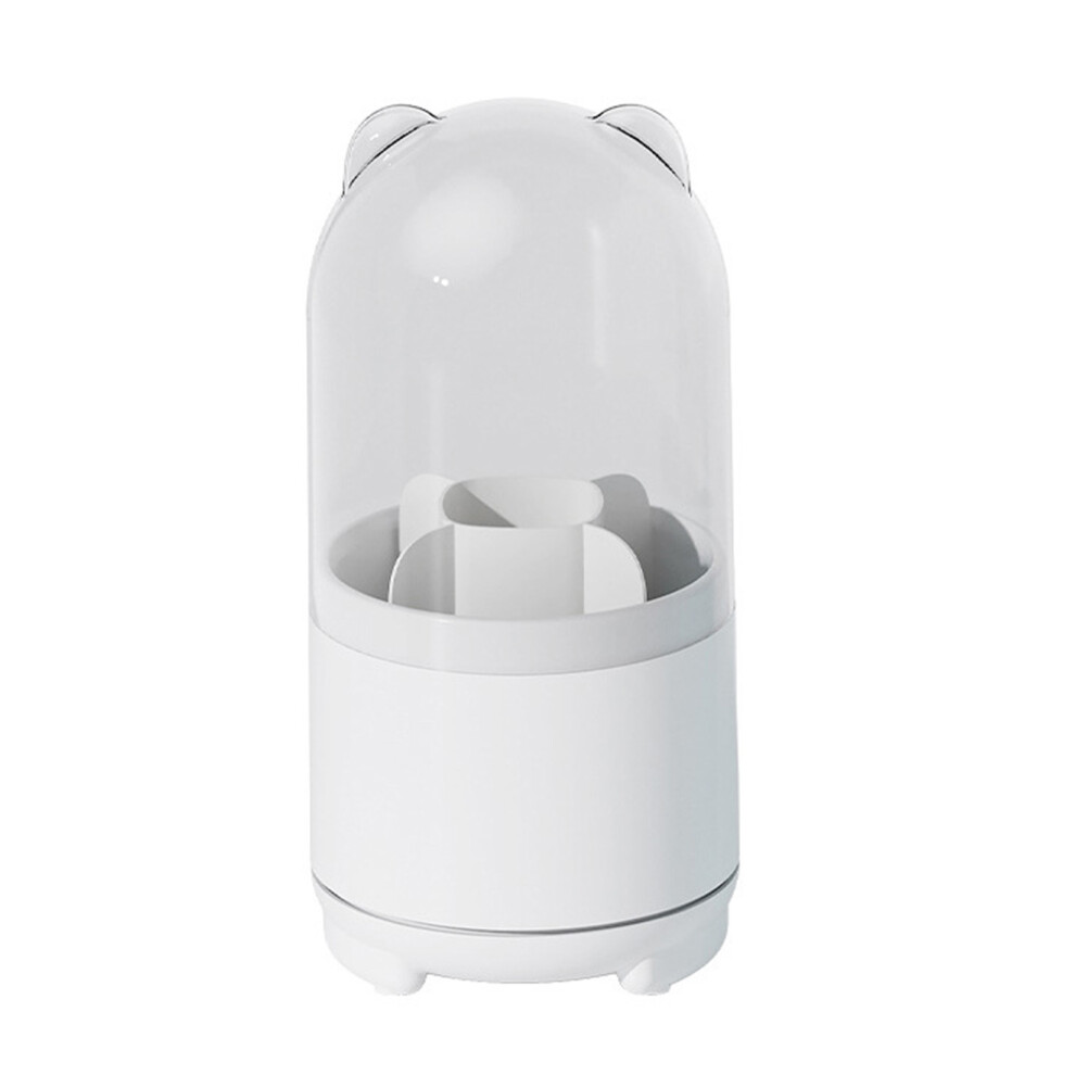 White Makeup Brush Storage Container 360 Degree Rotating