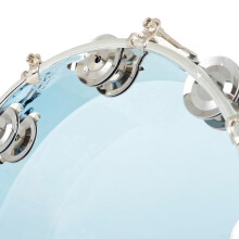 10" Stainless Steel Hand Tambourine with Blue Leather Grip - Enhance Musical Creativity and Rhythm Skills