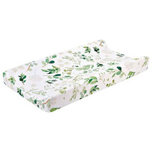 Baby Changing Mat, Stretch Fabric Cover for Baby Diapers, Green Leaves, Washable, 80x50 cm