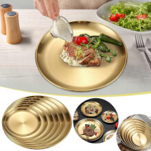 Stainless Steel Thickened Barbecue Plates Disc Cake Plates Western Dessert Plates 6pcs