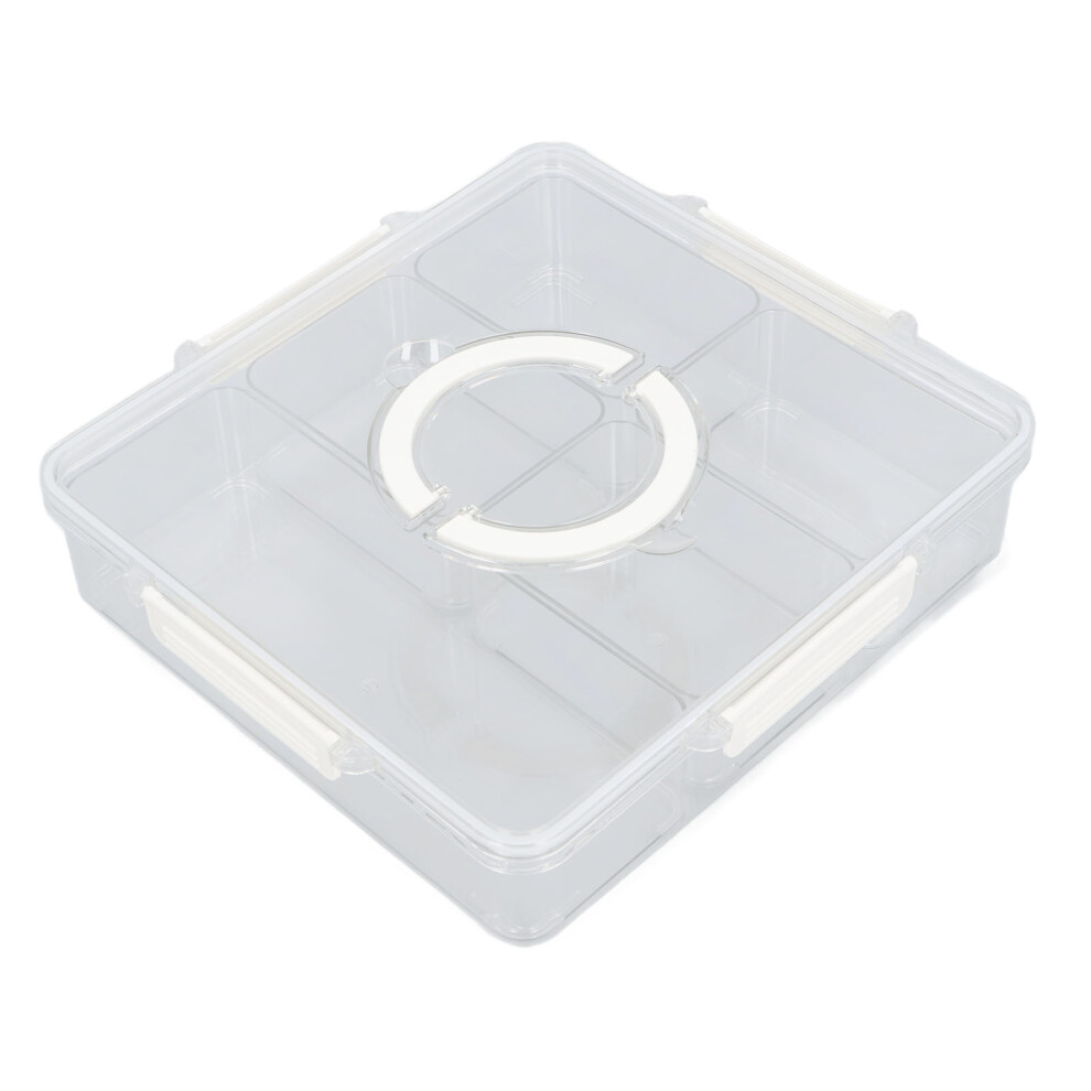 Divided Serving Tray with Handle Clear Lid 5 Grids