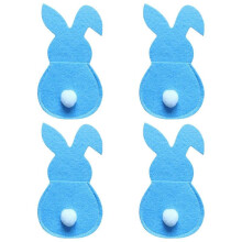 Set Of 4 Bunny Flatware Holders Easter Bunny Cutlery Bag Rabbit Cutlery Set with Tail