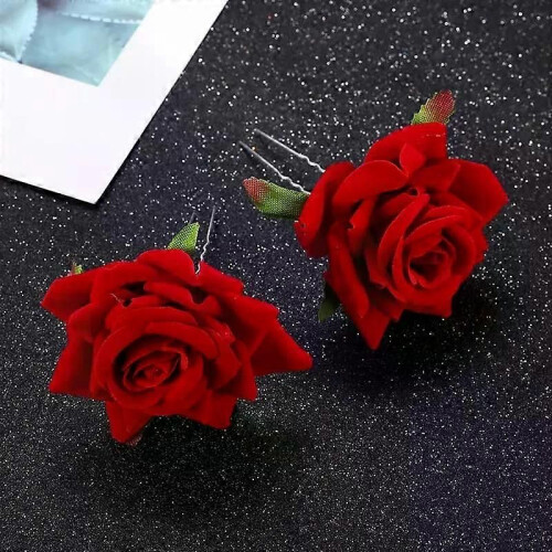 Forcina per capelli con fiore di seta, tipo U, per matrimonio, sposa, gioielli, accessori per capelli 2