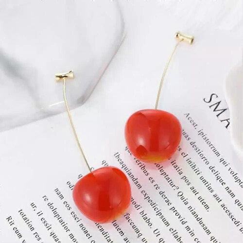 Orecchini da donna a forma di ciliegia dolce, pendenti, orecchini da giacca, gioielli per feste, regali 2