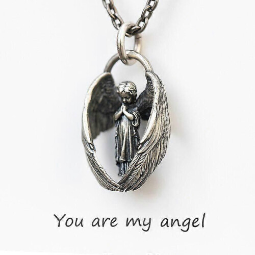 Collana con ciondolo "Sei il mio angelo", collana con amuleto dell'angelo custode, per uomini e donne, 1