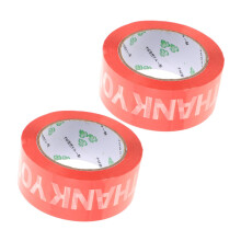 Self-Adhesive Gift Wrap Tape 2 Rolls with Thank You Print for DIY Craft Projects and Shipping Boxes, 15mm x 10m