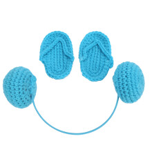 Babyblauer Strickwoll-Slipper mit Ohrhörer, Fotorequisiten für 0–3 Monate