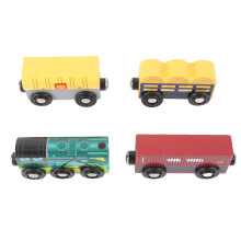 4pcs Wooden Train Set Railway Accessories