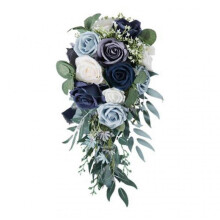 Elegant Wedding Bouquet for The Bride, Roses, Waterfall, Handmade, Bouquet for Church Ceremony, Color Blue Zekai