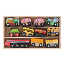 Wooden Train Set Bright Color Small Train Toys