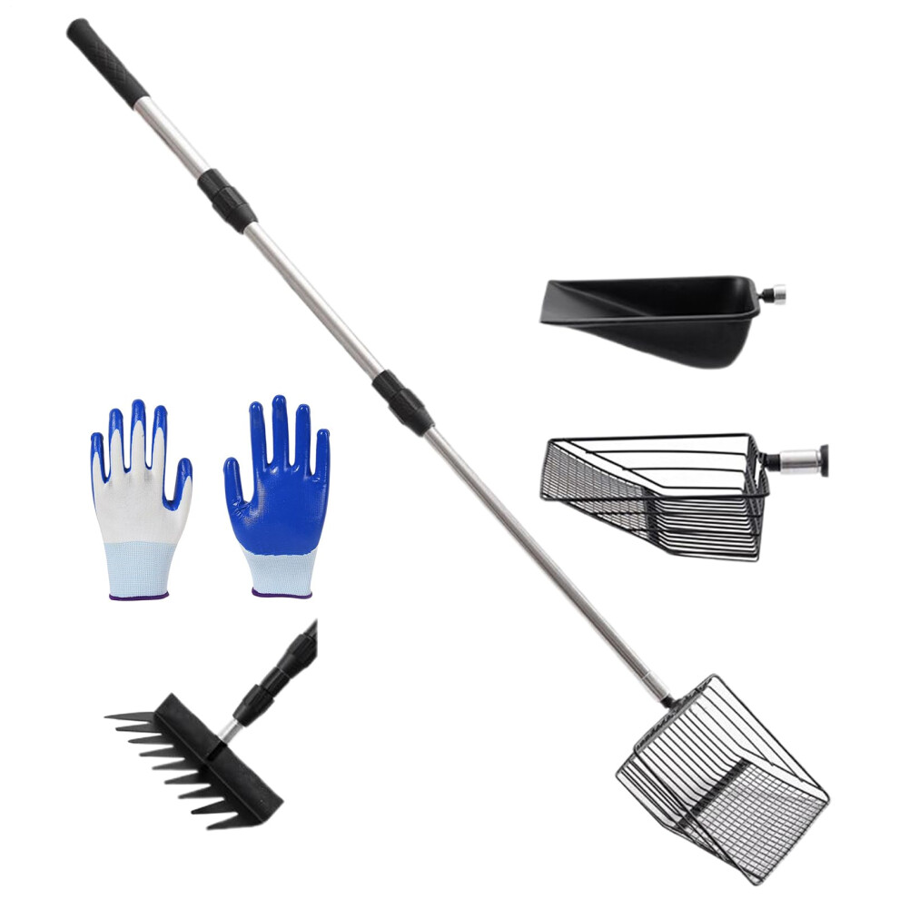 Manure Shovel for Chicken Coop with Extendable Handle, 4 Ergonomic Shovel Heads for Animal Waste and Bedding Cleaning-image-OPC-PK7Z8PP-NEW
