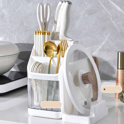 Knife Block Utensil Holder with Draining Tray 2
