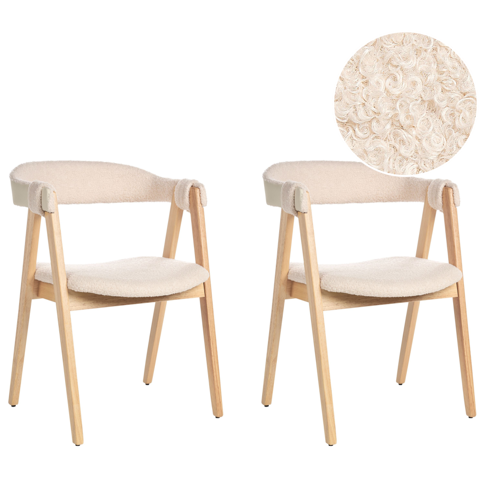 Set of 2 Dining Chairs DAY Boucle Light Beige