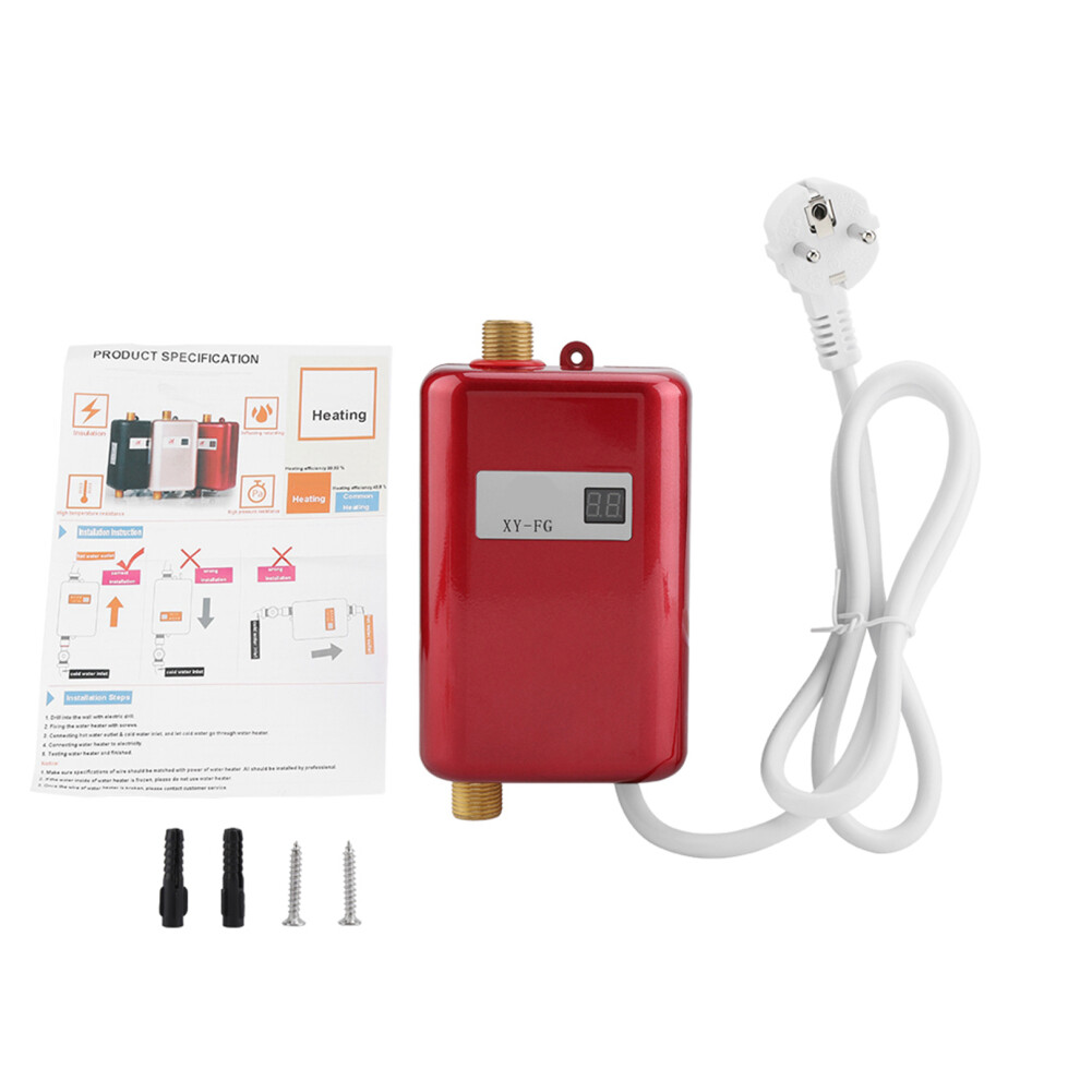 Red 3800W Mini Electric Tankless Instant Hot Water