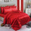 (Silver, Single) 6PCS SATIN COMPLETE BEDDING SET DUVET COVER FITTED SHEET 4 PILLOW CASES 5