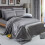 (Silver, Single) 6PCS SATIN COMPLETE BEDDING SET DUVET COVER FITTED SHEET 4 PILLOW CASES 1