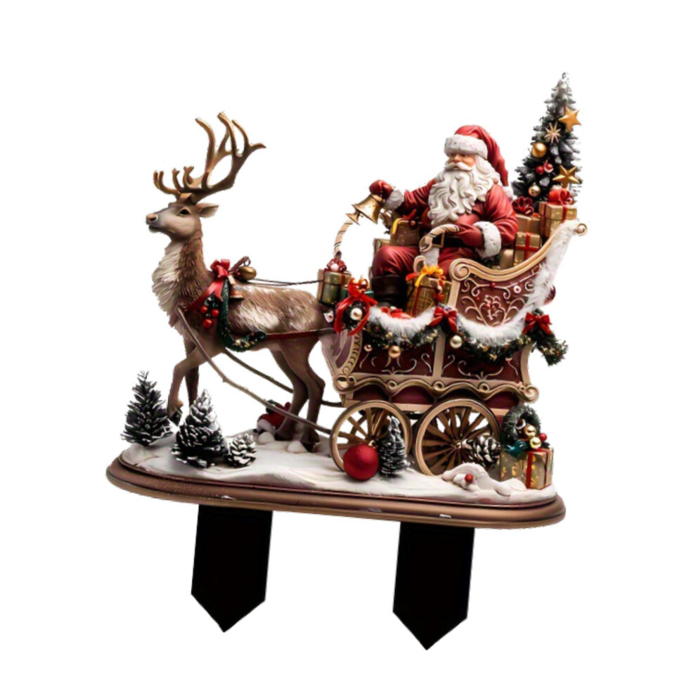 Santa Claus And Reindeer Ornament Acrylic Decor For Home And Festivals