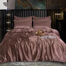 (Blush Pink , KING: 1 Duvet Cover+4 Pillowcases+1 Fitted Sheet) Luxury Satin Silk Bedding Set 6 PCS – Fitted Sheet, Duvet Cover & 4 Pillowcases – Ultra Soft, Smooth & Elegant Bedroom Set – Single, Double