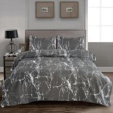 (107, Single) 4 Piece Bedding Set - Soft Brushed Microfiber Duvet Cover, Fitted Sheet & Pillowcases - Madrid Design, Printed, Complete Bed Sets in Single