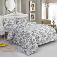 (114-3, King) 4 Piece Bedding Set - Soft Brushed Microfiber Duvet Cover, Fitted Sheet & Pillowcases - Madrid Design, Printed, Complete Bed Sets in Single