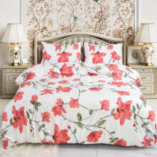 (119-2, Single) 4 Piece Bedding Set - Soft Brushed Microfiber Duvet Cover, Fitted Sheet & Pillowcases - Madrid Design, Printed, Complete Bed Sets in Single