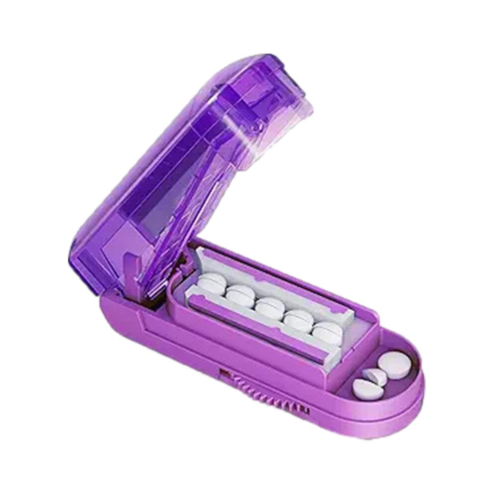Purple Precise Pill Cutter For Small And Large Pills | Multifunctional Tablet Breaker And Crusher | Portable Design