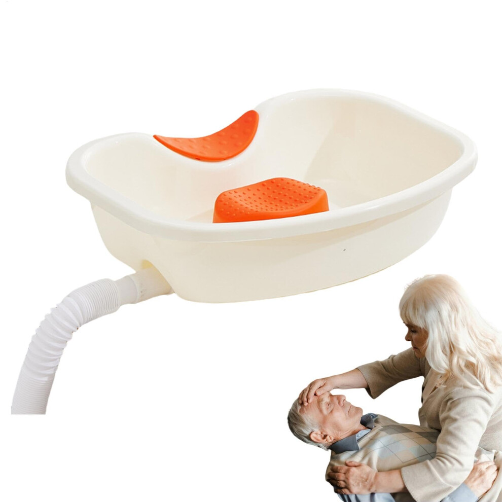White Hair Washing Basin For Bedridden Patients, Shampoo Bowl With Neck Support, Reusable Wash Sink