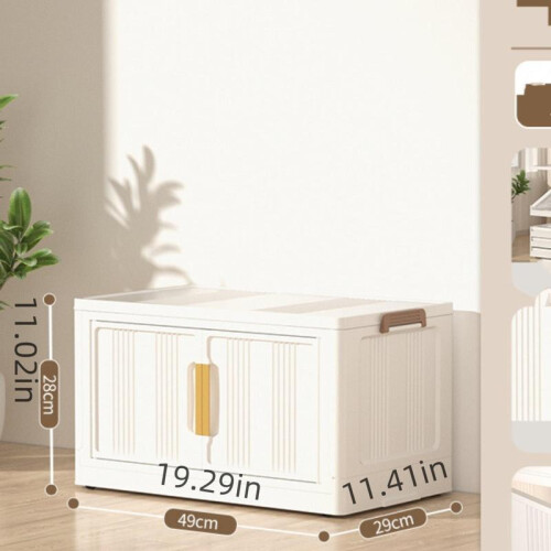 (Clear & White, 4-layer) Foldable Storage Box, Collapsible Storage Box with Handle, Stackable Folding Organizer Box, Home Organizer for Clothes, Toys, Snacks 2