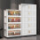(Clear & White, 4-layer) Foldable Storage Box, Collapsible Storage Box with Handle, Stackable Folding Organizer Box, Home Organizer for Clothes, Toys, Snacks 4