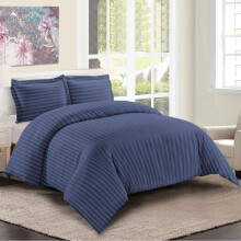 (Washed Blue, King) [BACK TO SCHOOL] Luxurious 3-Piece Striped Microfiber Duvet Cover Set in Solid Colors –  Ultra Soft, Breathable & Comfortable Bedding Set