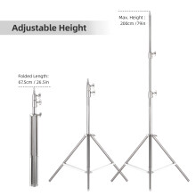 2M/79in Adjustable Metal Tripod Light Stand with