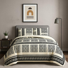 (FLORELLA, DOUBLE) 4 Piece Luxury Bedding Set – Includes Duvet Cover, Fitted Sheet, 2 Pillowcases – Super Soft, Breathable Fabric – Elegant, Greek, and