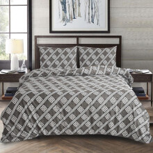 (111, Double) 4 Piece Bedding Set – Soft Brushed Microfiber Duvet Cover, Fitted Sheet & Pillowcases – Madrid Printed Design – Available in Single, Double