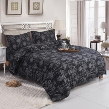 (114-2, Double) 4 Piece Bedding Set – Soft Brushed Microfiber Duvet Cover, Fitted Sheet & Pillowcases – Madrid Printed Design – Available in Single, Double