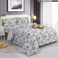 (114-3, Super king) 4 Piece Bedding Set – Soft Brushed Microfiber Duvet Cover, Fitted Sheet & Pillowcases – Madrid Printed Design – Available in Single, Double