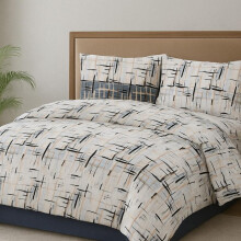 (Graphic Check, Single) Luxury 4-Piece Marble & Floral Bedding Set – Soft Duvet Cover, Deep Pocket Fitted Sheet & 2 Pillowcases – Hotel Quality Comfort – Soft