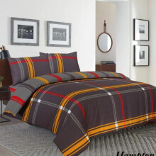 (HAMPTON, DOUBLE) 4-Piece Printed Duvet Cover Complete Set – Ultra Soft, Anti-Allergic and Durable Microfibre Fabric Duvet Cover with Matching Pillowcases