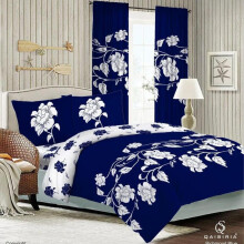 (RCHMND-NAVY BLUE, KING) 4-Piece Printed Duvet Cover Complete Set – Ultra Soft, Anti-Allergic and Durable Microfibre Fabric Duvet Cover with Matching Pillowcases