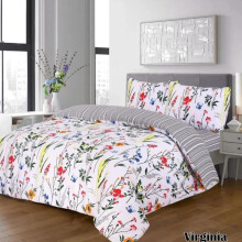 (VIRGINIA, SINGLE) 4-Piece Printed Duvet Cover Complete Set – Ultra Soft, Anti-Allergic and Durable Microfibre Fabric Duvet Cover with Matching Pillowcases