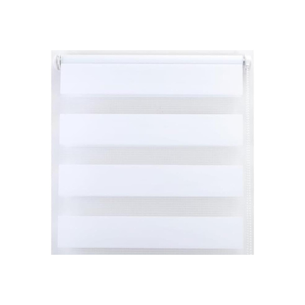 (White, 94 x 165) Day & Night Zebra Roller Blind - Sheer & Blackout | No-Drill Easy Fit | 100% Polyester Double-Layered | UK Seller-image-OPC-PK7ZGZ6-NEW