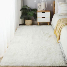 (Off White, 100*200cm) Durable Soft Fluffy Solid Color Carpet, 1 Count Decoration Mats for Bedroom Bedside Bay Window Living Room, Household Items, Rugs Bedroom,