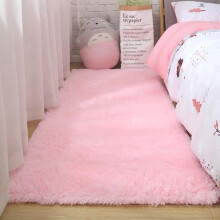 (Pink, 100*200cm) Durable Soft Fluffy Solid Color Carpet, 1 Count Decoration Mats for Bedroom Bedside Bay Window Living Room, Household Items, Rugs Bedroom,