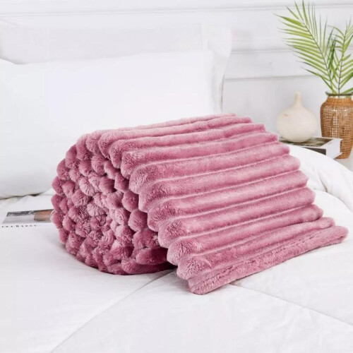 (Black , King) Chunky Cord Ribbed Throws Soft Large Fluffy Cosy Sofa Bed Settee Blankets 2