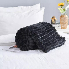 (Black , King) Chunky Cord Ribbed Throws Soft Large Fluffy Cosy Sofa Bed Settee Blankets