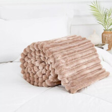 (Mink , King) Chunky Cord Ribbed Throws Soft Large Fluffy Cosy Sofa Bed Settee Blankets