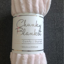 (Light Pink, Double) Chunky Cord Ribbed Throws Soft Large Fluffy Cosy Sofa Bed Settee Blankets