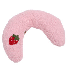 Plüsch-U-Form Hundekissen Pink Erdbeer Muster Nackenstützkissen