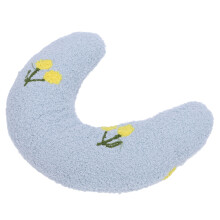 Pet U-förmiger Plüsch-Hundekissen Blau + Kirschenmuster, 50cm Komfortabler Nackenstütze